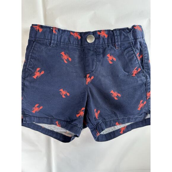 Old Navy Little Girl’s Shorts Size 5T Blue with Red Lobsters Adjustable Waist - Picture 1 of 9